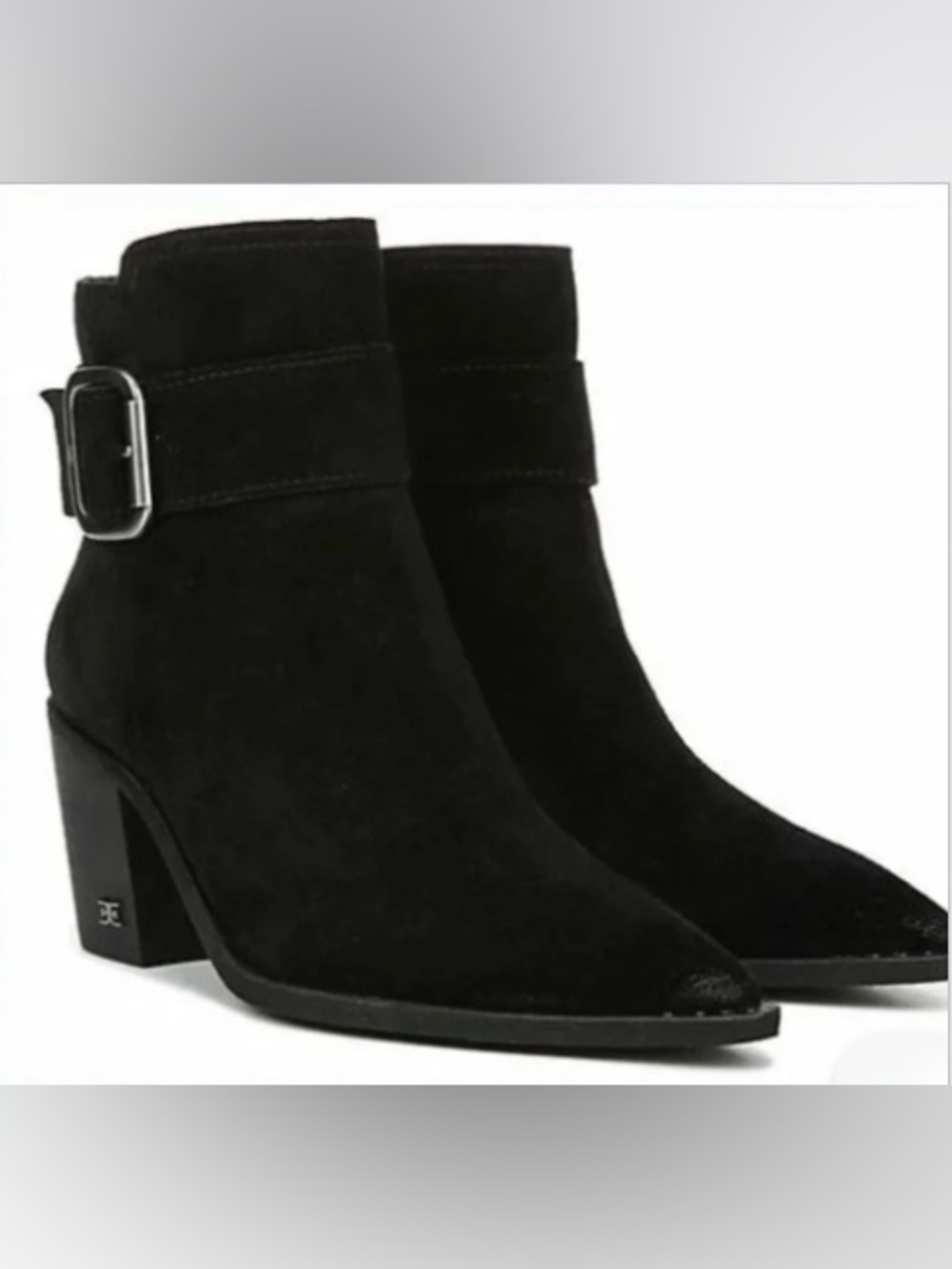 Sam Edelman Leonia Black Suede Pointed Toe Ankle Booties - 7 - NEW